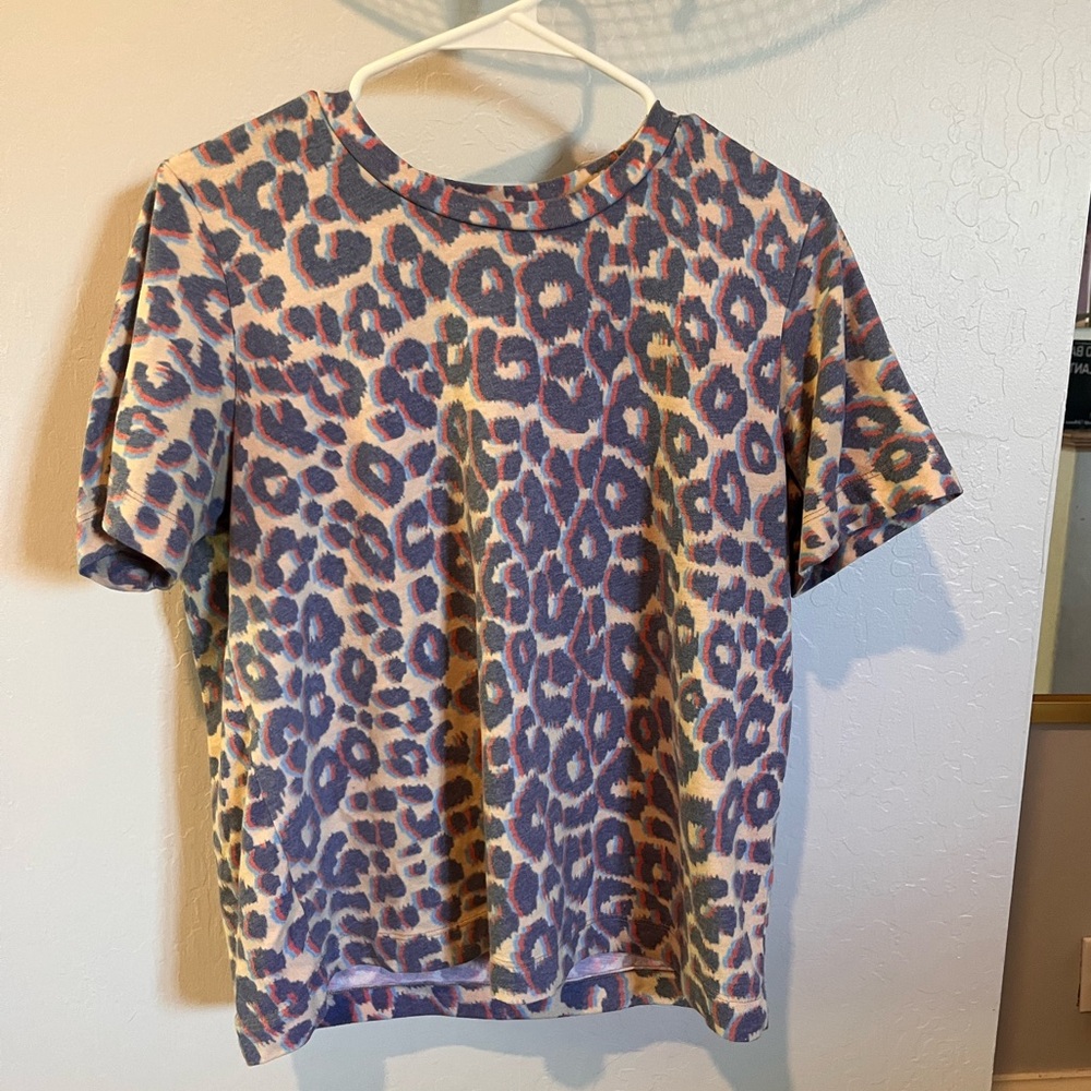 Anthropologie Sol Angeles Leopard Glitch Tshirt